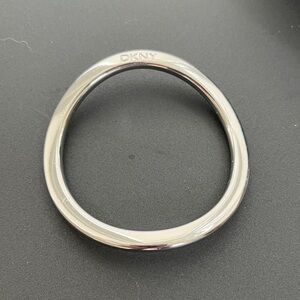 DKNY Signed Wave Bangle Silver Tone Metal Minimalist Contemporary Small Size